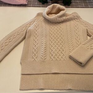 Madewell Cable Knit Turtleneck Sweater - Cream